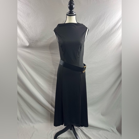 A Line Sleeveless Asymmetrical Hem Dress Black - Picture 8 of 11